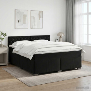 vidaXL Boxspringbed met matras Zwart 180 x 200 cm Fluweel