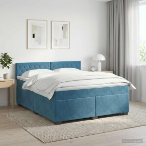 vidaXL Boxspringbed met matras Donkerblauw 160 x 200 cm Fluweel