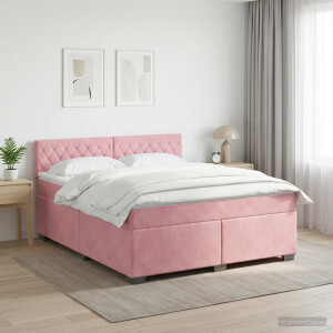 vidaXL Boxspringbed met matras Roze 140 x 200 cm Fluweel
