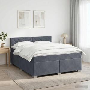 vidaXL Boxspringbed met matras Donkergrijs 140 x 200 cm Fluweel