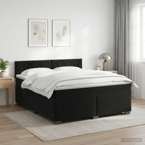 vidaXL Boxspringbed met matras Zwart 180 x 200 cm Fluweel