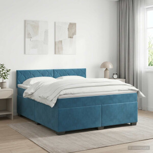 vidaXL Boxspringbed met matras Donkerblauw 160 x 200 cm Fluweel