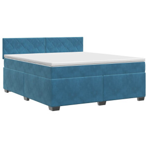 vidaXL Boxspringbed met matras Donkerblauw 180 x 200 cm Fluweel