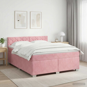 vidaXL Boxspringbed met matras Roze 140 x 200 cm Fluweel