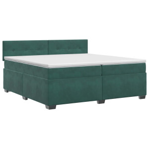 vidaXL Boxspringbed met matras Donkergroen 200 x 200 cm Fluweel