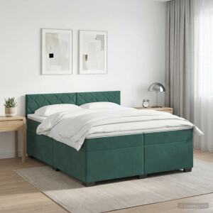 vidaXL Boxspringbed met matras Donkergroen 200 x 200 cm Fluweel