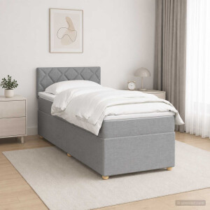 vidaXL Boxspringbed met matras Lichtgrijs 100 x 200 cm Stof
