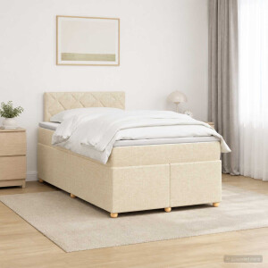 vidaXL Boxspringbed met matras Crèmekleurig 120 x 200 cm Stof
