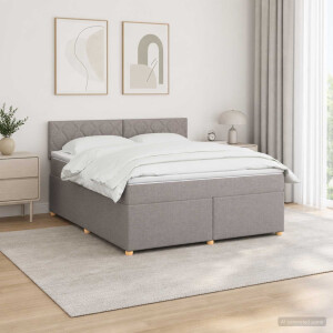 vidaXL Boxspringbed met matras met hoofdeinde Taupe 160 x 200 cm Stof