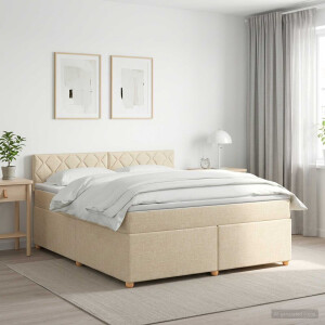 vidaXL Boxspringbed met matras Crèmekleurig 180 x 200 cm Stof