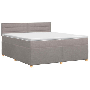 vidaXL Boxspringbed met matras met hoofdeinde Taupe 200 x 200 cm Stof