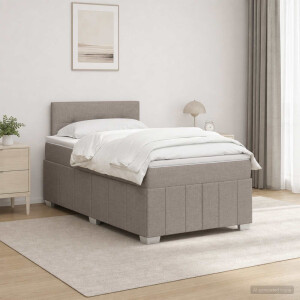 vidaXL Boxspringbed met matras met hoofdeinde Taupe 120 x 200 cm Stof