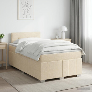 vidaXL Boxspringbed met matras Crèmekleurig 120 x 200 cm Stof