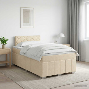 vidaXL Boxspringbed met matras Crèmekleurig 120 x 200 cm Stof