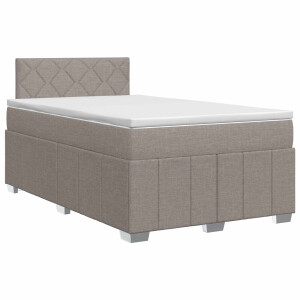 vidaXL Boxspringbed met matras met hoofdeinde Taupe 120 x 200 cm Stof