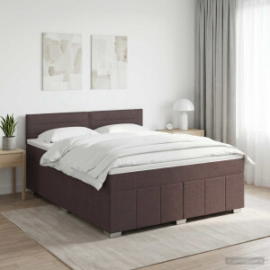 vidaXL Boxspringbed met matras Donkerbruin 140 x 200 cm Stof