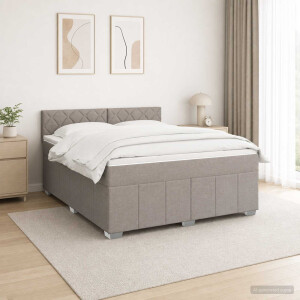 vidaXL Boxspringbed met matras met hoofdeinde Taupe 180 x 200 cm Stof