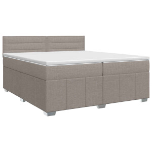 vidaXL Boxspringbed met matras met hoofdeinde Taupe 200 x 200 cm Stof