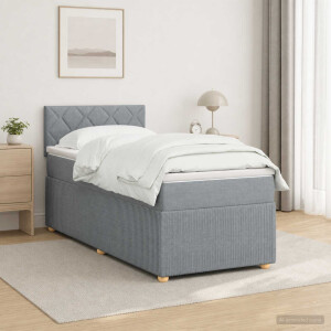 vidaXL Boxspringbed met matras Lichtgrijs 100 x 200 cm Stof