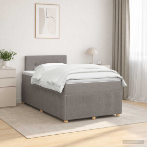 vidaXL Boxspringbed met matras met hoofdeinde Taupe 120 x 200 cm Stof