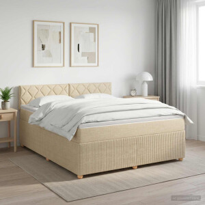 vidaXL Boxspringbed met matras Crèmekleurig 180 x 200 cm Stof