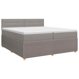vidaXL Boxspringbed met matras met hoofdeinde Taupe 200 x 200 cm Stof