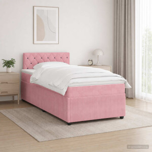 vidaXL Boxspringbed met matras Roze 120 x 190 cm Fluweel