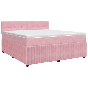 vidaXL Boxspringbed met matras Roze 140 x 190 cm Fluweel