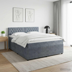 vidaXL Boxspringbed met matras Donkergrijs 140 x 190 cm Fluweel