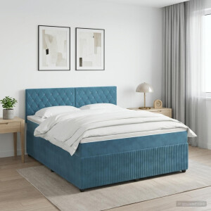 vidaXL Boxspringbed met matras Donkerblauw 160 x 200 cm Fluweel