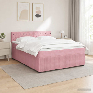 vidaXL Boxspringbed met matras Roze 140 x 200 cm Fluweel