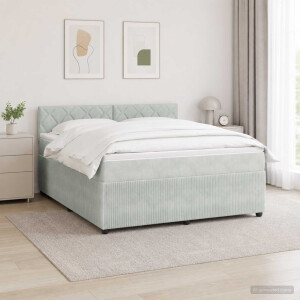 vidaXL Boxspringbed met matras Lichtgrijs 180 x 200 cm Fluweel