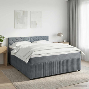 vidaXL Boxspringbed met matras Donkergrijs 140 x 200 cm Fluweel