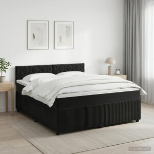 vidaXL Boxspringbed met matras Zwart 180 x 200 cm Fluweel