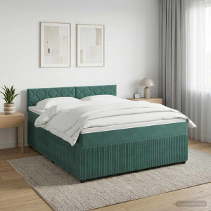 vidaXL Boxspringbed met matras Donkergroen 180 x 200 cm Fluweel