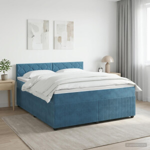 vidaXL Boxspringbed met matras Donkerblauw 160 x 200 cm Fluweel