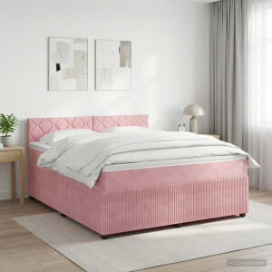 vidaXL Boxspringbed met matras Roze 140 x 190 cm Fluweel