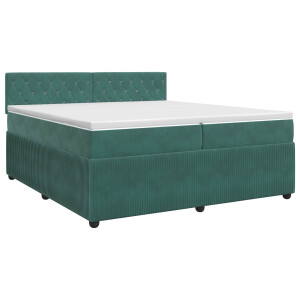 vidaXL Boxspringbed met matras Donkergroen 200 x 200 cm Fluweel