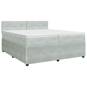 vidaXL Boxspringbed met matras Lichtgrijs 200 x 200 cm Fluweel
