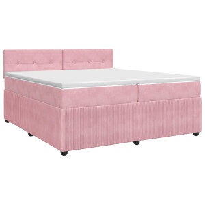 vidaXL Boxspringbed met matras Roze 200 x 200 cm Fluweel