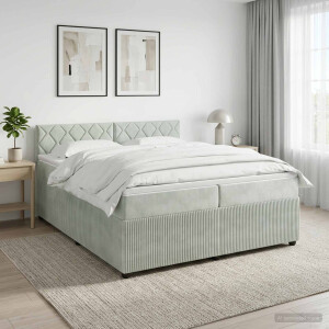 vidaXL Boxspringbed met matras Lichtgrijs 200 x 200 cm Fluweel