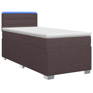 vidaXL Boxspring Bed met Matras en LED Donkerbruin 80 x 200 cm Stof