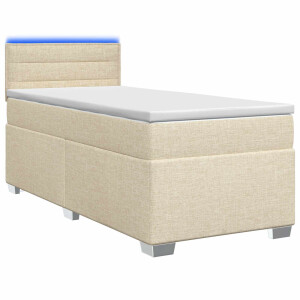 vidaXL Boxspring Bed met Matras en LED Crèmekleurig 80 x 200 cm Stof