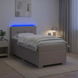vidaXL Boxspring Bed met Matras en LED Taupe 90 x 190 cm Stof