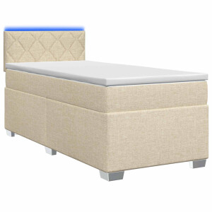 vidaXL Boxspring Bed met Matras en LED Crèmekleurig 80 x 200 cm Stof