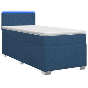 vidaXL Boxspring Bed met Matras en LED Blauw 80 x 200 cm Stof