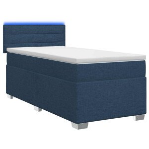 vidaXL Boxspring Bed met Matras en LED Blauw 90 x 190 cm Stof