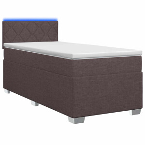 vidaXL Boxspring Bed met Matras en LED Donkerbruin 90 x 190 cm Stof