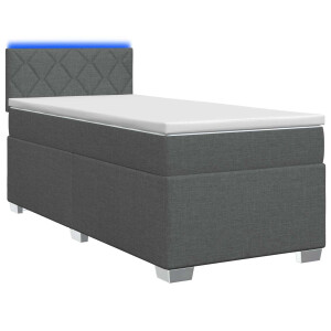 vidaXL Boxspring Bed met Matras en LED Donkergrijs 90 x 200 cm Stof