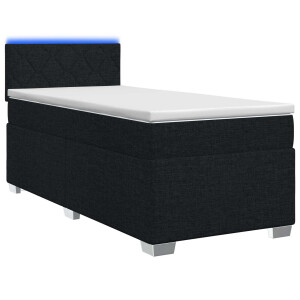 vidaXL Boxspring Bed met Matras en LED Zwart 90 x 200 cm Stof
